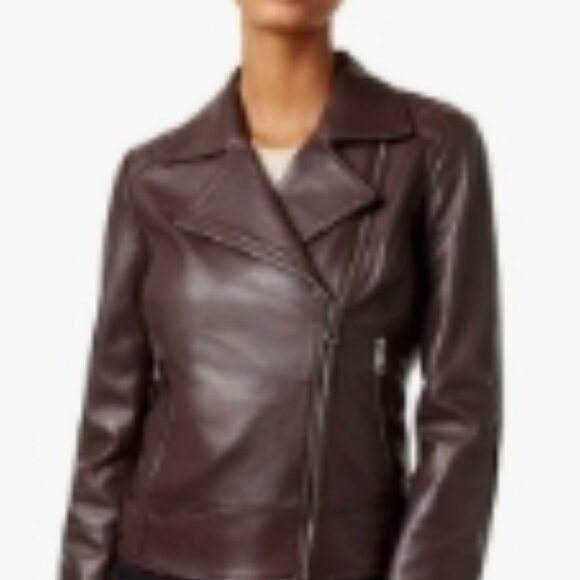 Marc New York by Andrew Marc Leather Moto Burgandy Jacket M - Picture 2 of 2